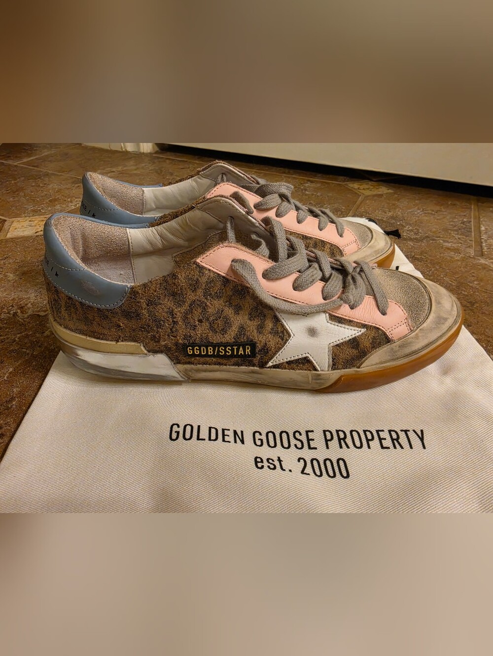 Golden Goose Women's Leopard Print Superstar Sneaker in Pink